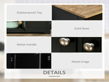 Sideboard with Rubberwood Top and Adjustable Shelves for Dining Room, Kitchen - Black T3398P378035
