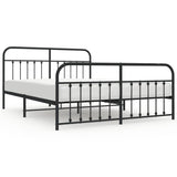 Metal Bed Frame without Mattress with Footboard Black 180x200cm 352600