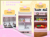 Pretend Play Kitchen, Kids Kitchen Playset w/ Toy Phone, Chalkboard, Microwave, Cooking Stove, Sink T3398P422353