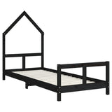 Kids Bed Frame Black 80x200 cm Solid Wood Pine 834566