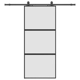 Sliding Door with Hardware Set Black 90x205 cm Tempered Glass 3375875