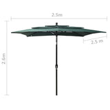 3-Tier Garden Parasol with Aluminium Pole Green 2.5x2.5 m 313837