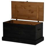 ZNTS Storage Chest HALDEN Black 91x48x47 cm Solid Wood Pine 4018404