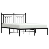 Metal Bed Frame without Mattress with Headboard Black 150x200cm 353539