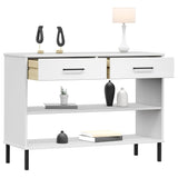 Console Cabinet with Metal Legs White Solid Wood Pine "OSLO 351005
