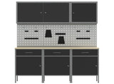 Work Cabinet with Drawer 8 pcs Black Engineered Wood and Steel 3321428