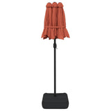 Double-Head Garden Parasol with LEDs Terracotta 316x145 cm 362974