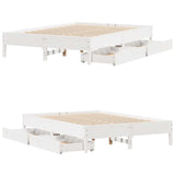 Bed Frame without Mattress White 135x190 cm Double Solid Wood Pine 3301726
