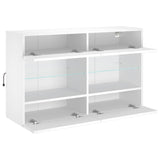 TV Wall Cabinet with LED Lights White 98.5x30x60.5 cm 837106