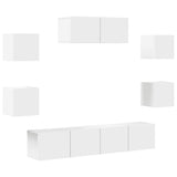 7 Piece TV Cabinet Set White Engineered Wood 3114510