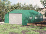 Walk-in Polytunnel Garden Greenhouse, Outdoor Mesh Door Greenhouse with PE Cover and 6 Windows, 3.5 T3398P318714