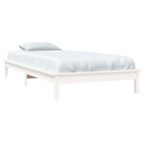 Bed Frame without Mattress White Single Solid Wood 820572