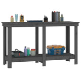 Work Bench Grey 140x50x80 cm Solid Wood Pine 822508
