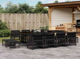 13 Piece Garden Dining Set with Cushions Black Poly Rattan 3210979
