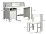 Kids Table and Chair Set w/ Whiteboard - Grey T3398P347716