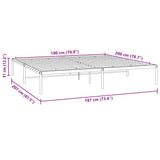 Metal Bed Frame without Mattress Black 180x200cm 350850