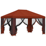 Gazebo with Sidewalls 4 x 3 m Terracotta Polyester and Steel 900388