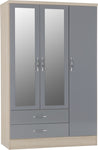 ZNTS Nevada 3 Door 2 Drawer Mirrored Wardrobe 100-101-077