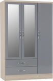 ZNTS Nevada 3 Door 2 Drawer Mirrored Wardrobe 100-101-077