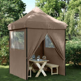 Foldable Party Tent Pop-Up with 4 Sidewalls Brown 4005004
