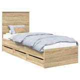 Bed Frame with Drawer Sonoma Oak 75 x 190 cm Engineer Wood 3411168