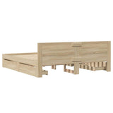 Bed Frame with Drawer 2 pcs Sonoma 193 x 203 cm Engineered Wood 3402856