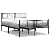 Metal Bed Frame without Mattress with Footboard Black 140x200cm 372198