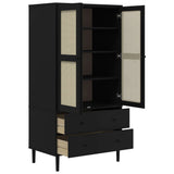 Wardrobe SENJA Rattan Look Black 90x55x175 cm Solid Wood Pine 358036