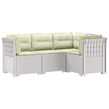 4-Seater Garden Sofa with Cushions Rattan Look PP White 3443986