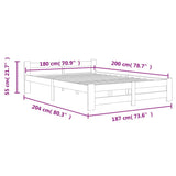 Bed Frame without Mattress White Solid Pine Wood 180x200 cm Super King 322003