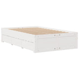 Bed Frame without Mattress with Drawers White 135x190 cm Double Solid Wood Pine 3308820