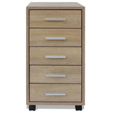 ZNTS Office Drawer Unit with Castors 5 Drawers Oak 243063