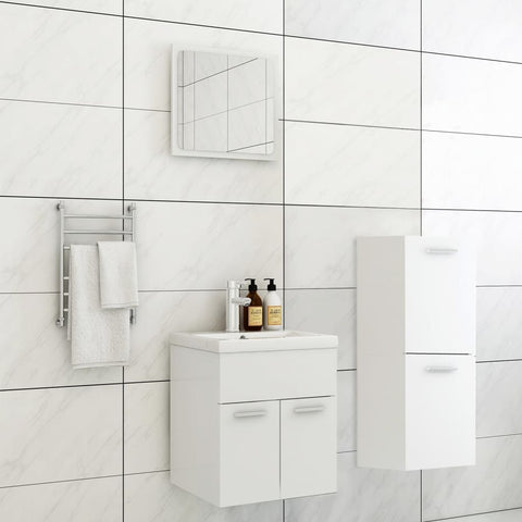 ZNTS Bathroom Furniture Set White Engineered Wood 3071441