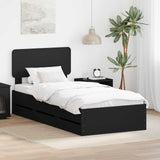 Bed Frame with Drawer Black 90 x 200 cm Engineered Wood 3412221