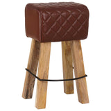 Bar Stool 2 pcs Brown Diamond 44 x 33 x 74 cm Real Leather 42042124