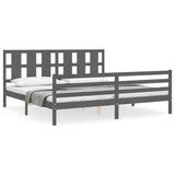 Bed Frame without Mattress Grey 200x200 cm Solid Wood 3194138