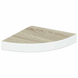 326632 Wall Corner Shelves 4 pcs Oak and White 25x25x3,8 cm MDF