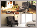 Wingback Accent Chair, Retro Upholstered Button Tufted Occasional Chair for Living Room and Bedroom, T3398P328124