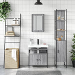 ZNTS 3 Piece Bathroom Furniture Set Grey Sonoma Engineered Wood 3214798