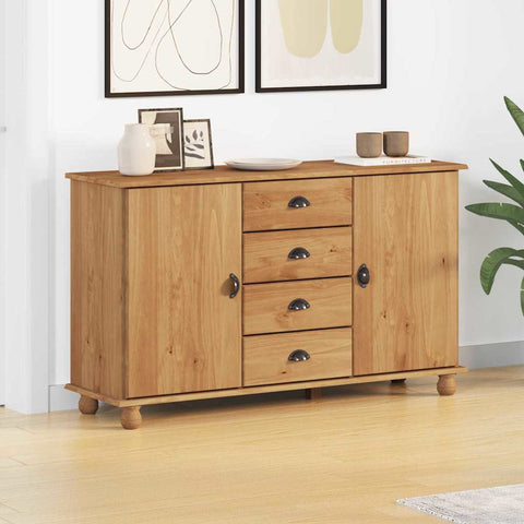 Sideboard ASKIM Brown 133.5 x 40 x 79 cm Solid pine wood 4105430