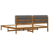 Bed Frame with Upholstered Headboard Natural and Light Grey 3405054