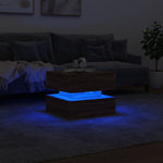 ZNTS Coffee Table with LED Lights Brown Oak 50x50x40 cm 839860