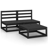 3 Piece Garden Lounge Set Black Solid Pinewood 3075238