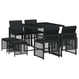 9 Piece Garden Dining Set with Cushions Black Poly Rattan 3210775