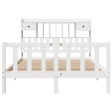 Bookcase Bed without Mattress White 150x200 cm King Solid Wood Pine 3321746