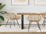 Dining Chair 2 pcs Rattan and Iron Natural 55 x 50 x 74 cm 42011556