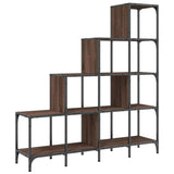 Bookcase Brown Oak 122x30x132 cm Engineered Wood and Metal 845445