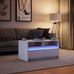 ZNTS Coffee Table with LED Lights White Engineered Wood 851991