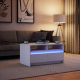 Coffee Table with LED Lights White Engineered Wood 851991