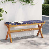 Garden Bench Dark Blue Solid Wood Acacia and Fabric 366516
